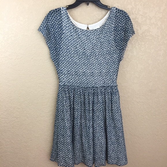 SALE
 Anthro Sparrow Blue Polka Dot Aline DressE41 - Picture 2 of 8